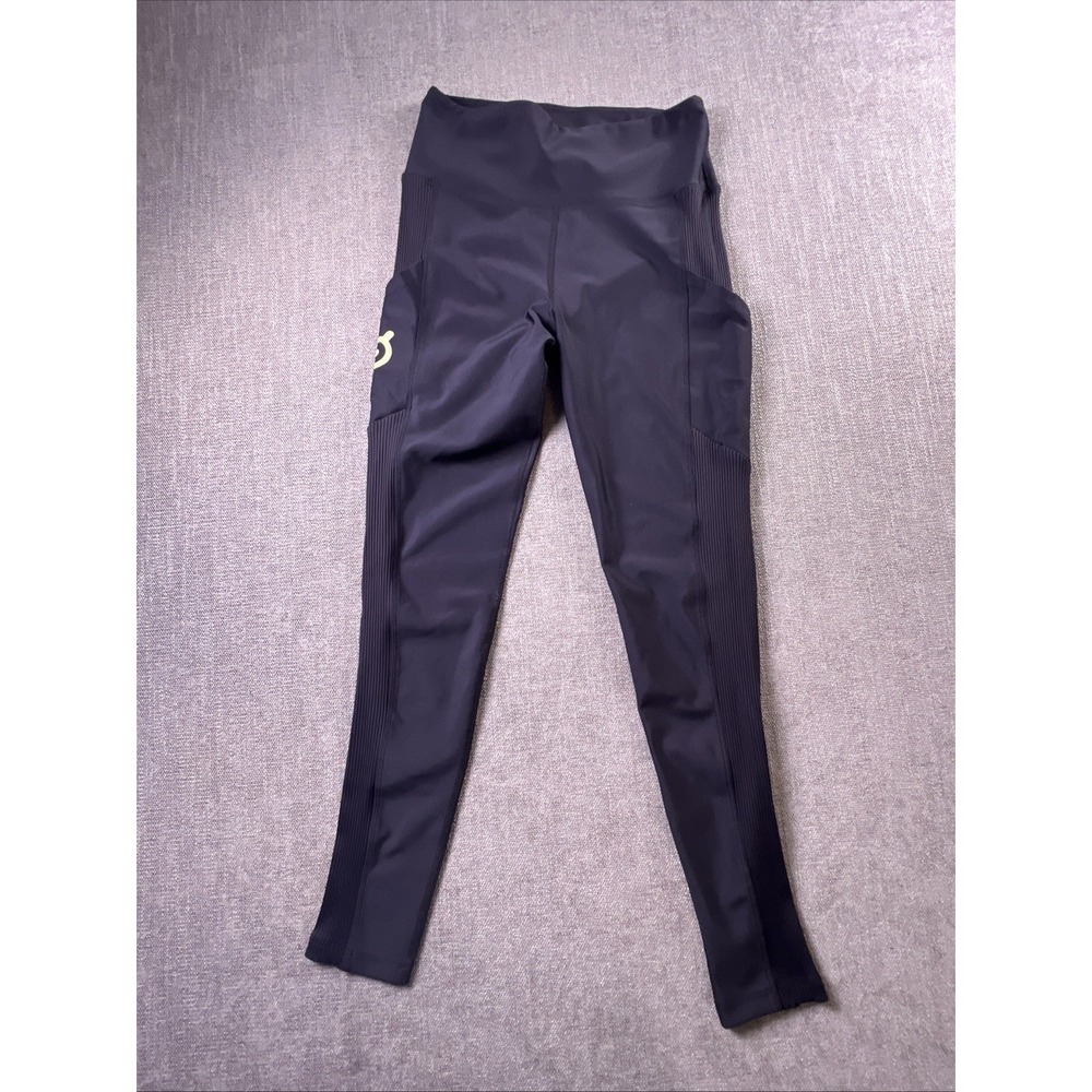 Peloton Ribbed Pocket Leggings Black Rib Leggings‎ with Logo Size Large Biking